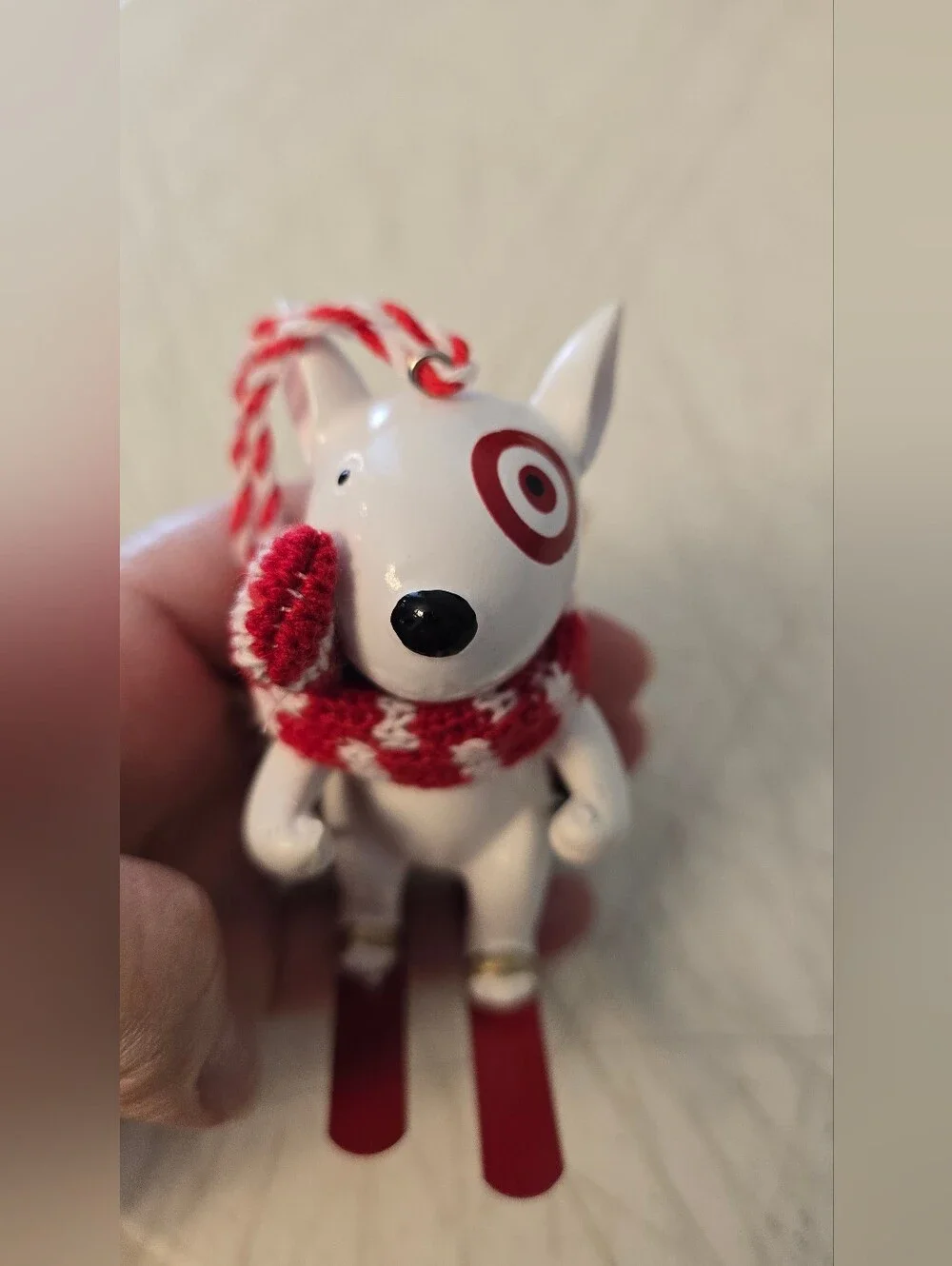 TARGET Bullseye Dog Skiing Resin Holiday CHRISTMAS ORNAMENT 3.5